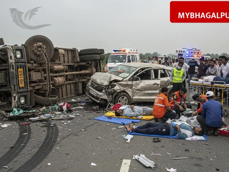 भागलपुर-हंसडीहा रोड पर भीषण हादसा, कीर्तन कर लौट रहे 9 लोग घायल, ट्रक ने मारी जोरदार टक्कर