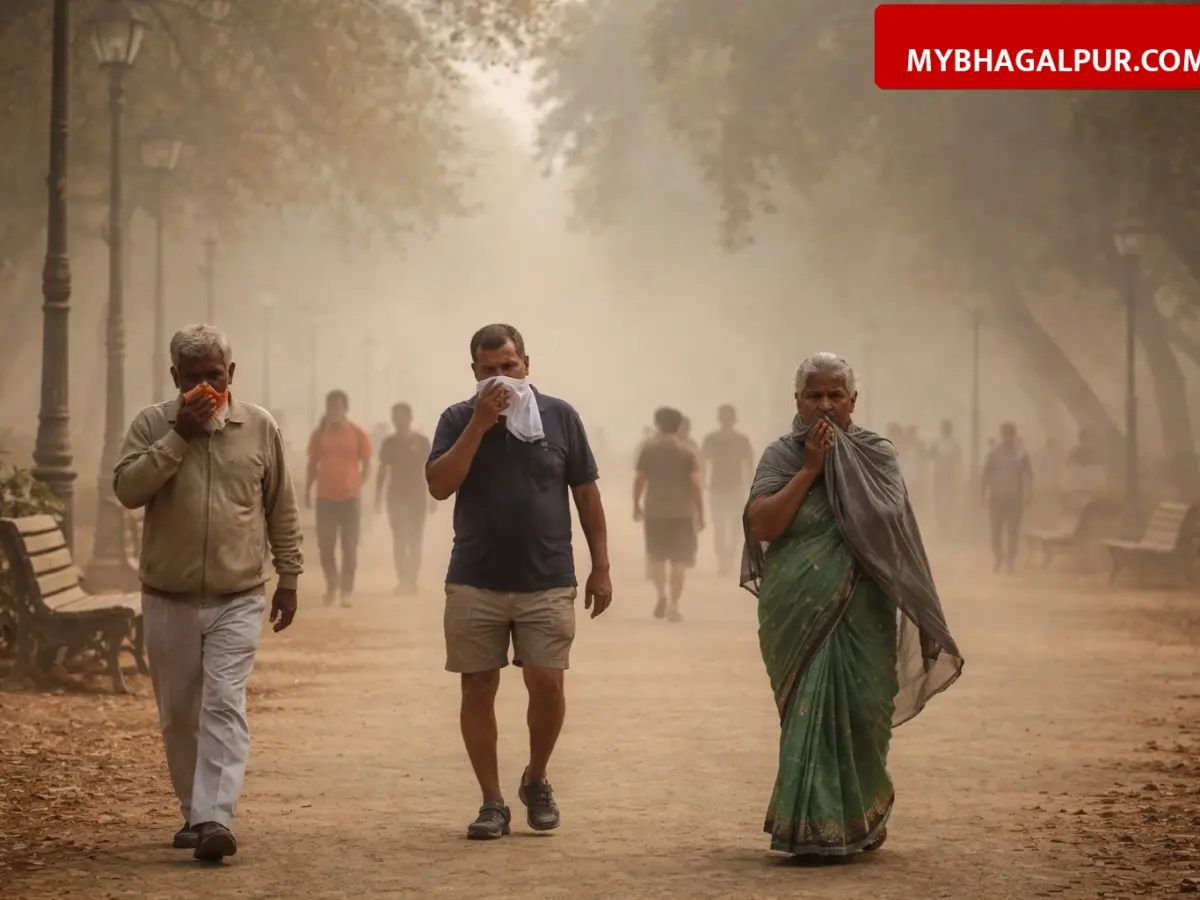 भागलपुर में हवा हुई ज़हरीली, सैंडिस और लाजपत पार्क में टहलने वालों का धूल से दम घुटना शुरू, AQI पहुंचा 216 के पार