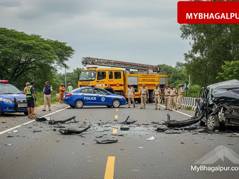 सहरसा NH-107 पर भीषण सड़क हादसा, रेलवे अधिकारी की मौत के बाद दो मासूमों के सिर से उठा पिता का साया