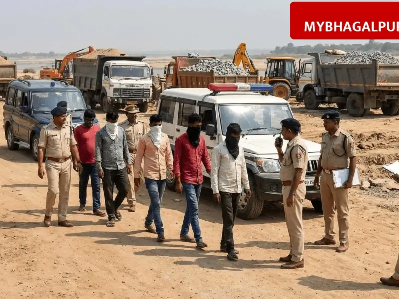 भागलपुर में अवैध खनन और ओवरलोड गाड़ियों को पास कराने वाले गिरोह का भंडाफोड़, मास्टरमाइंड समेत सात गिरफ्तार